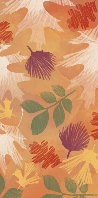 Watercolor Leaves Floral Print Bath Towel, Rust