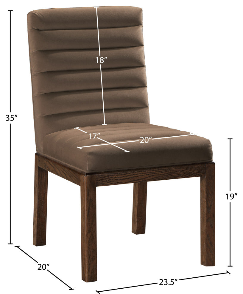 Evelyn Upholstered Dining Chair, Brown, Velvet, Walnut Finish