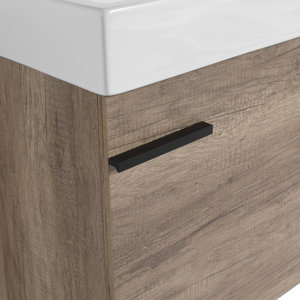 BNK Minimalist Wall-Mounted Bathroom Vanity with Ceramic Basin