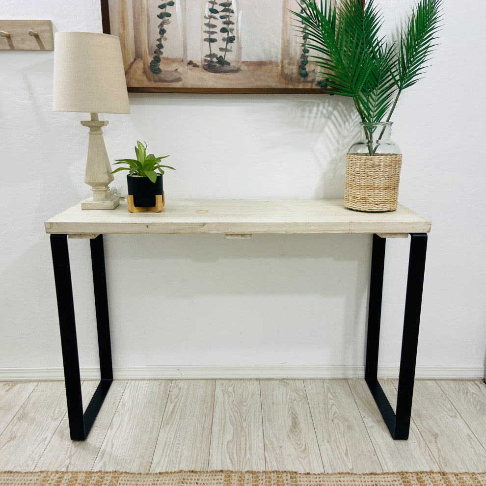 Barn Walls Bedroom Console Table Accent Table, Handcrafted, Antique White, 48" Length