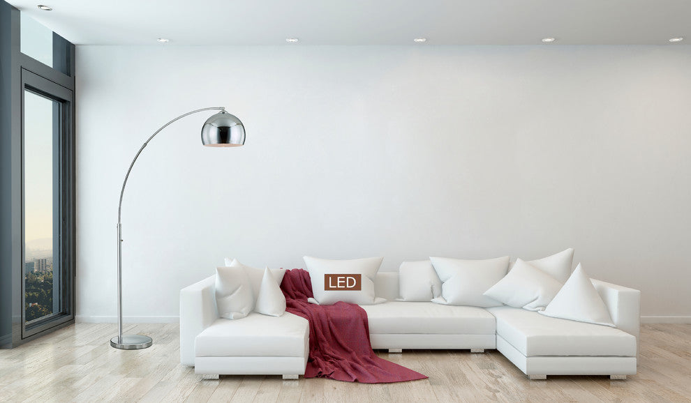 Alrigo 80" LED Arched Floor Lamp With Dimmer, Chrome