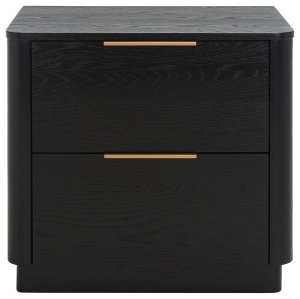 Safavieh Couture Gabrietta 2 Drawer Nightstand Black / Gold