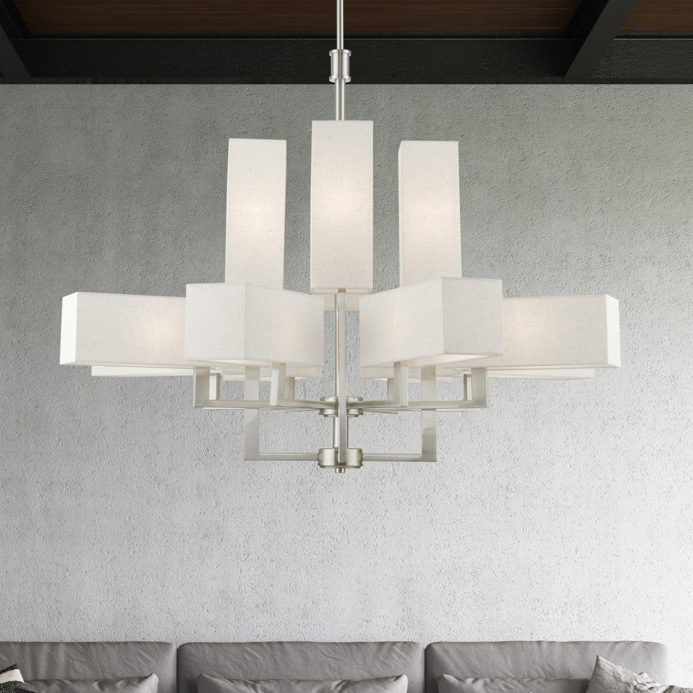 Rubix 12 Light Brushed Nickel Extra Large Foyer Chandelier