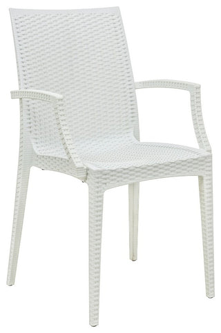 LeisureMod Mace 7-Piece Dining Set with 4 Side Chairs 2 Arm Chairs, White