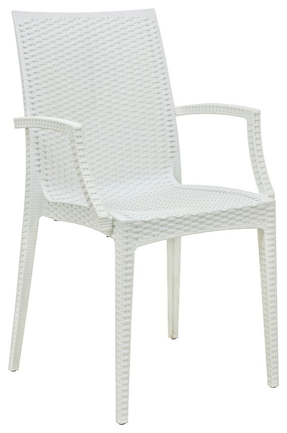 LeisureMod Mace 7-Piece Dining Set with 4 Side Chairs 2 Arm Chairs, White