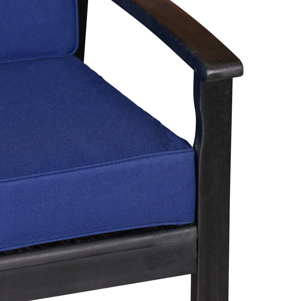 DTY Outdoor Living Longs Peak Eucalyptus Loveseat w/ Cushion, Espresso, Navy