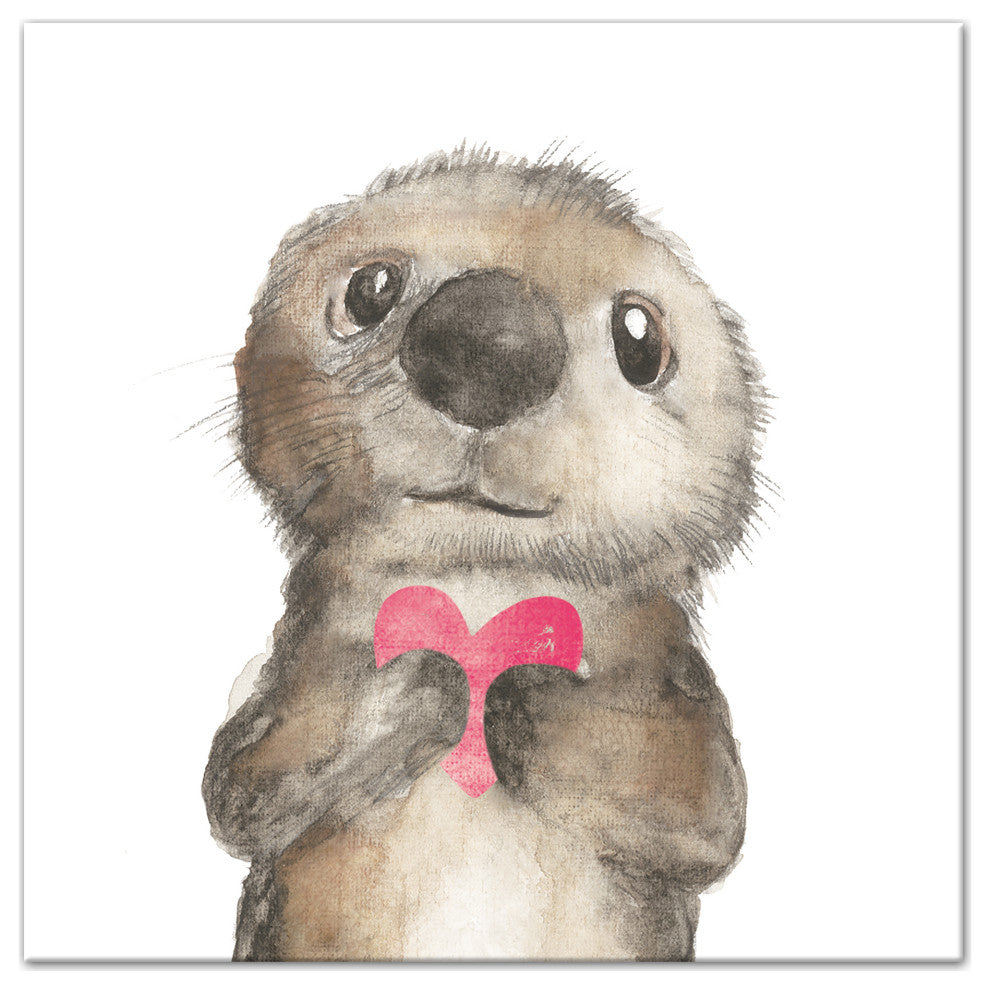 Otter With Heart 16x16 Canvas Wall Art