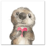 Otter With Heart 16x16 Canvas Wall Art