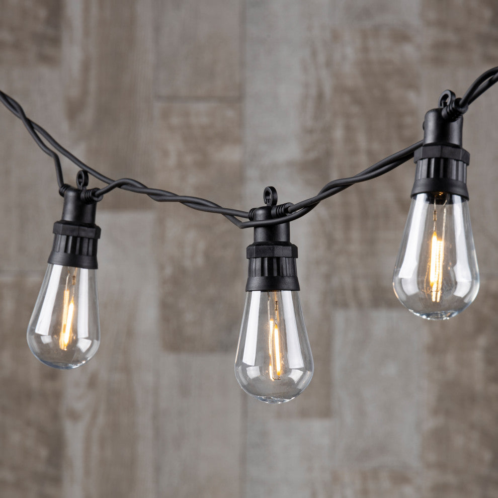 14.75' Black Electric LED Patio Lights, Remote and Connectable Function