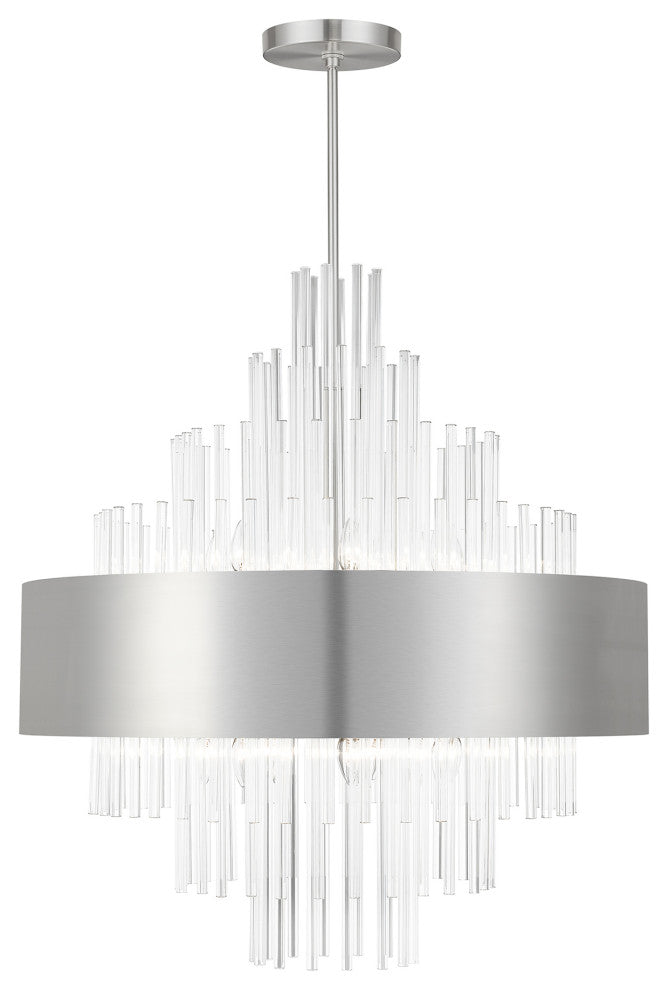 14 Light Brushed Nickel Large Pendant Chandelier