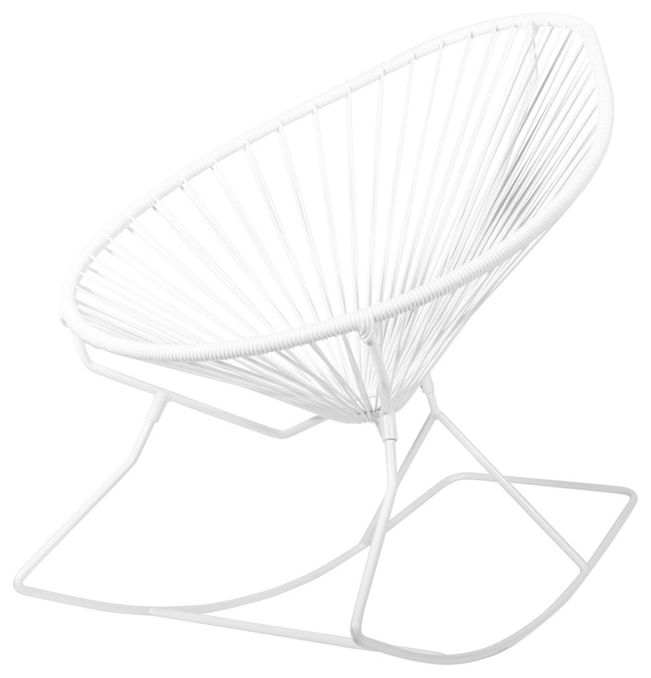 Acapulco Indoor/Outdoor Handmade Rocker, White Weave, White Frame