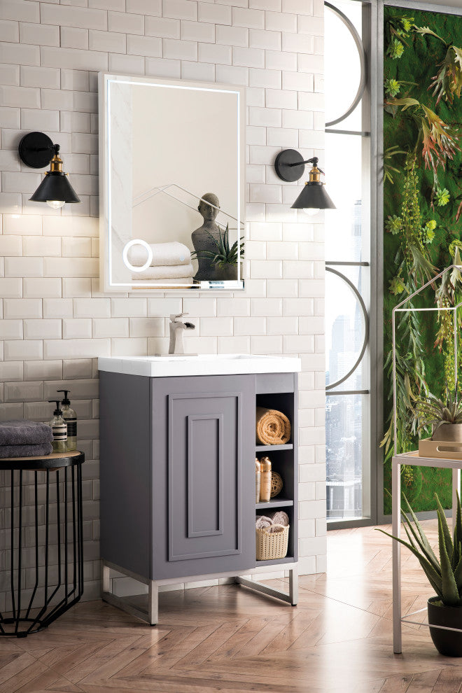 Alicante 24" Grey Smoke Vanity, Nickel