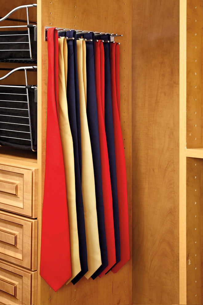 Static Tie Rack for Custom Closet Systems, Chrome