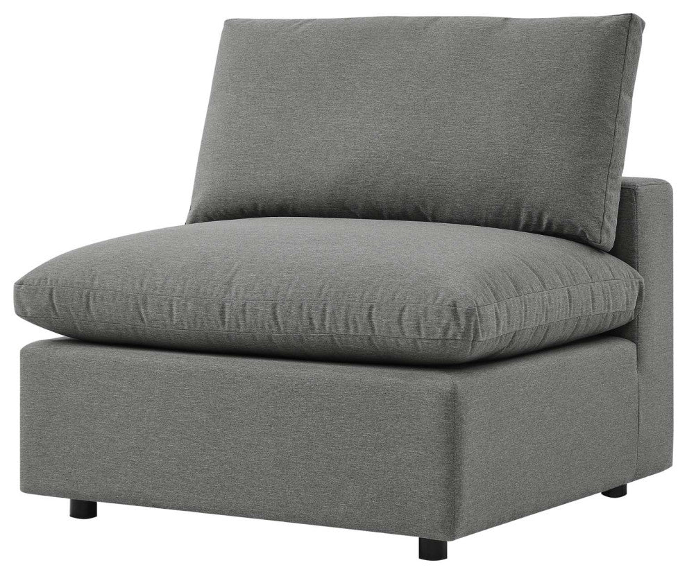 Modular Lounge Sofa Middle Chair, Charcoal Gray, Modern, Outdoor Patio