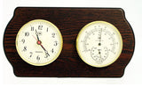 Quartz Clock and Thermometer With Hygrometer on Ash Wood