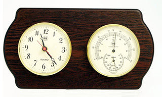 Quartz Clock and Thermometer With Hygrometer on Ash Wood