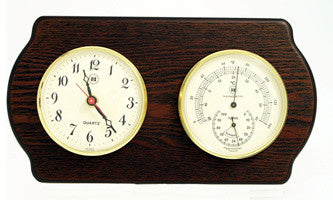 Quartz Clock and Thermometer With Hygrometer on Ash Wood