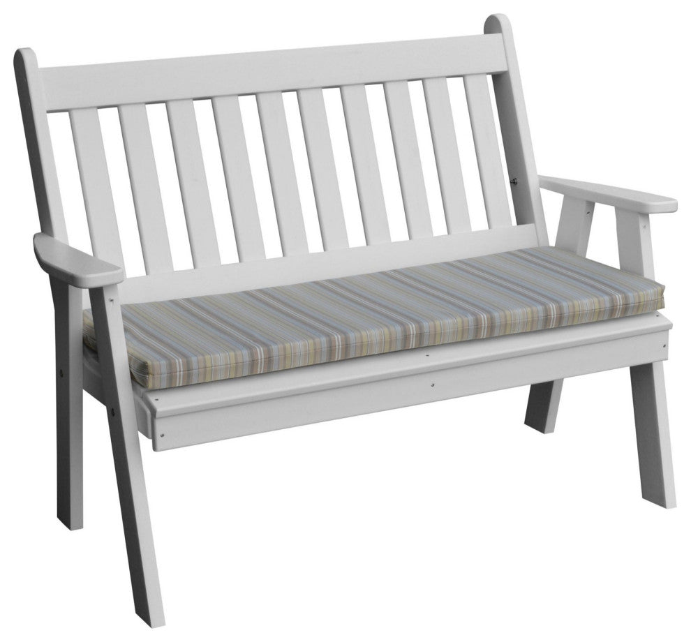 Poly Traditional English Garden Bench, White, 4 Foot