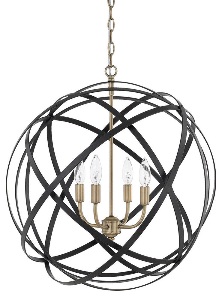 Axis 4 Light Pendant, Aged Brass and Black