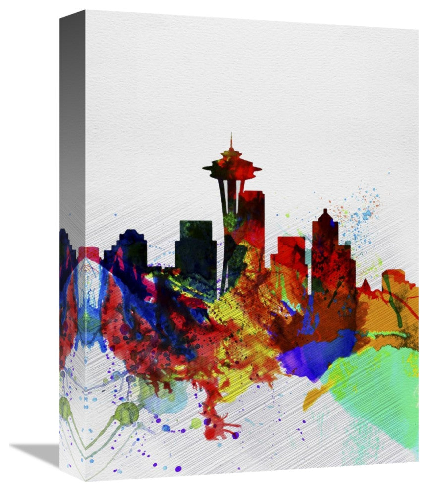 "Seattle Watercolor Skyline 2" Fine Art Print