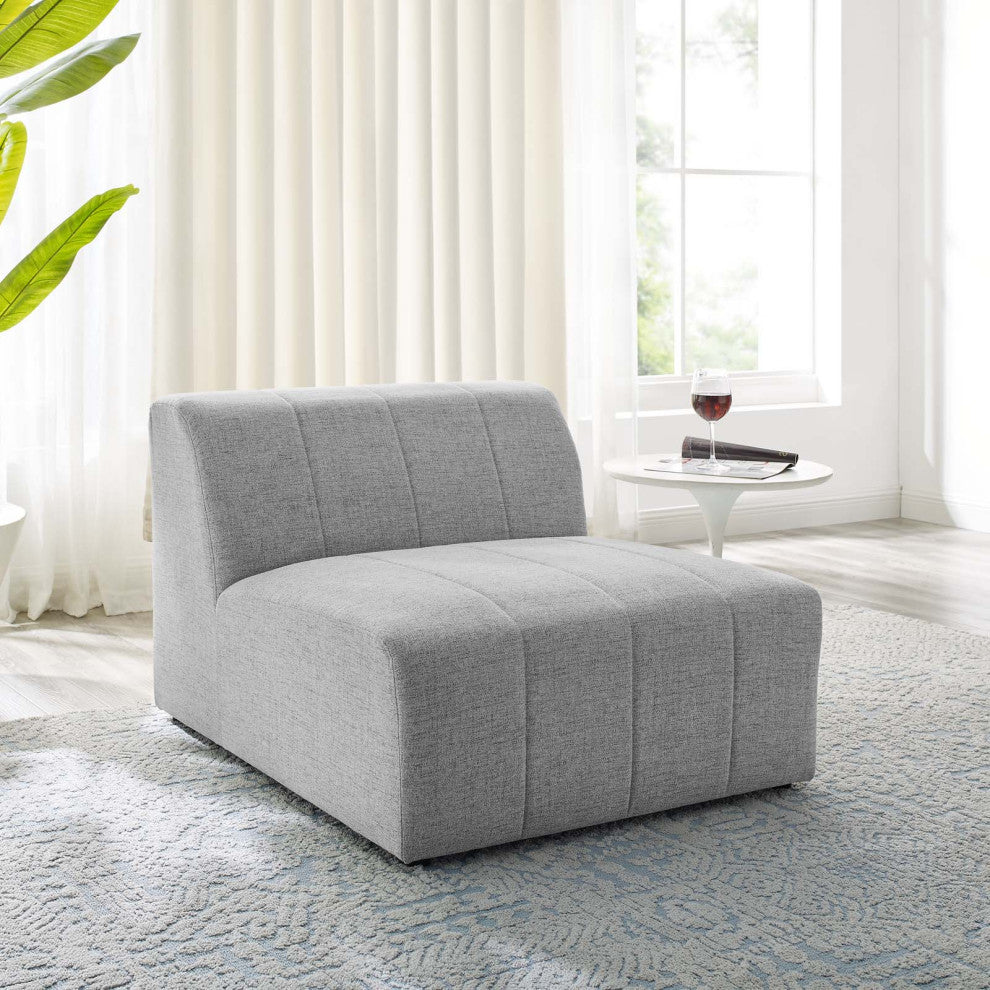 Sofa Middle Chair, Fabric, Gray, Modern, Living Lounge Hotel Hospitality
