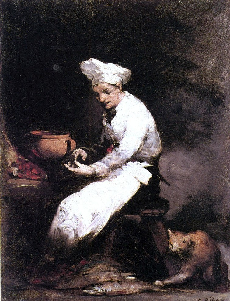 Theodule Ribot The Cook and the Cat, 21"x28" Wall Decal