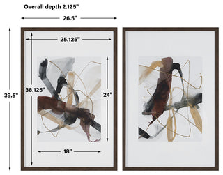 Uttermost 41440 Burgundy Interjection Abstract Prints, Set of 2