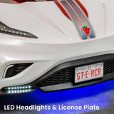GTS EV Twin-Size Race Car Bed, Remote Control, LED Lights, EV Sound FX, White