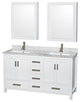 Wyndham WCS141460DWHCMUNSMED 60 Inch Double Bathroom Vanity in White