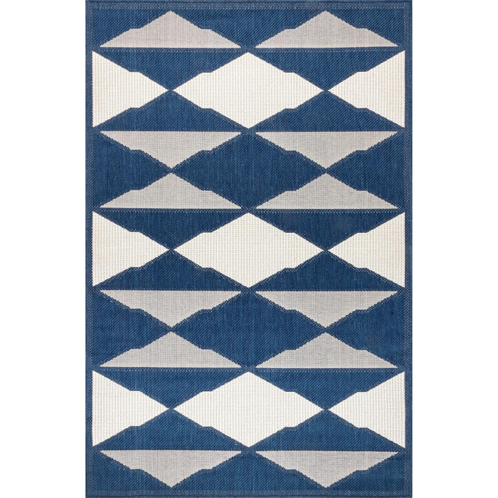 Nuloom Mickey Geometric Indoor/Outdoor Contemporary Area Rug, Navy 4'x6'