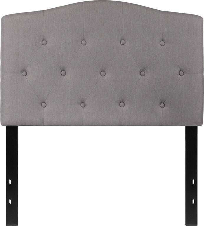 Cambridge Tufted Upholstered Twin Size Headboard in Light Gray Fabric