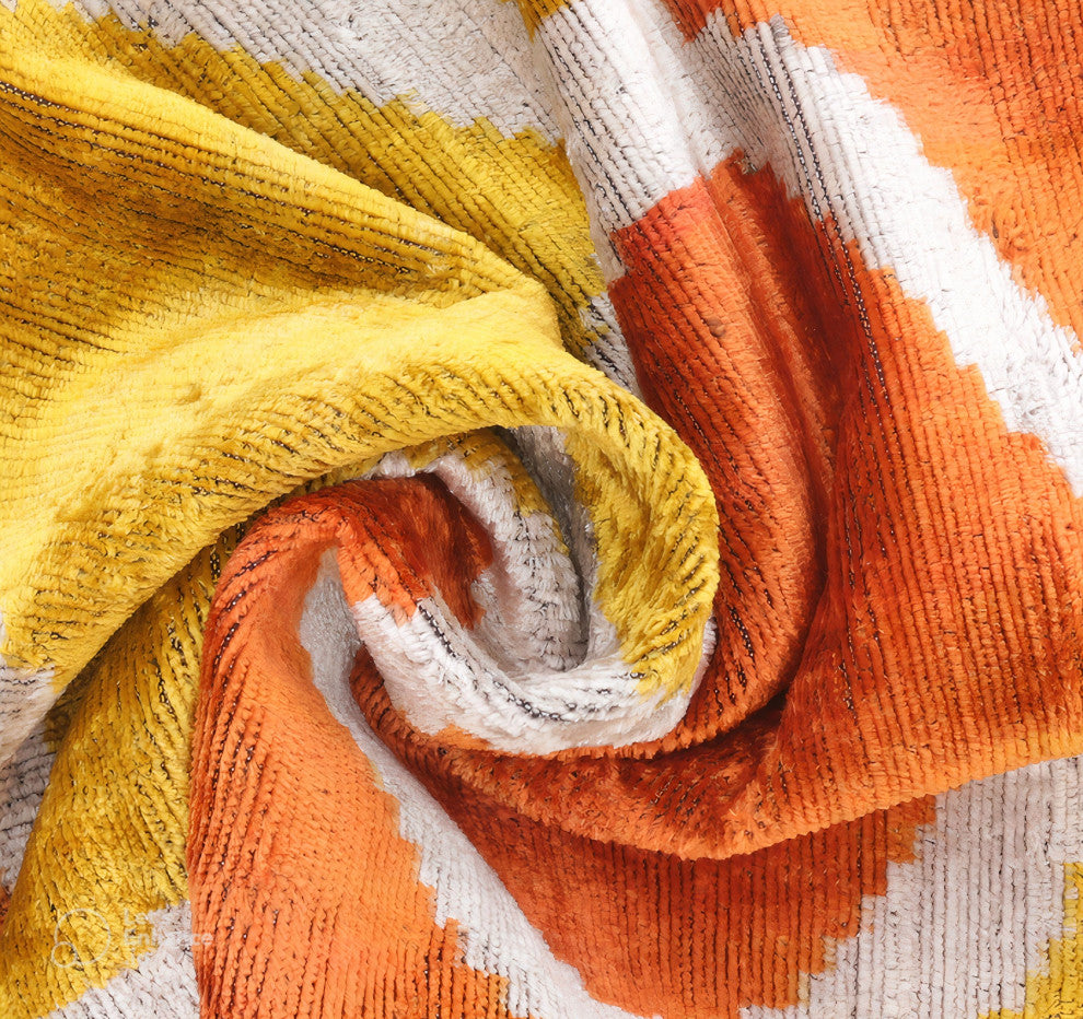 Fall Silk Velvet Throw Pillow, 16x24, Orange and Yellow with Insert