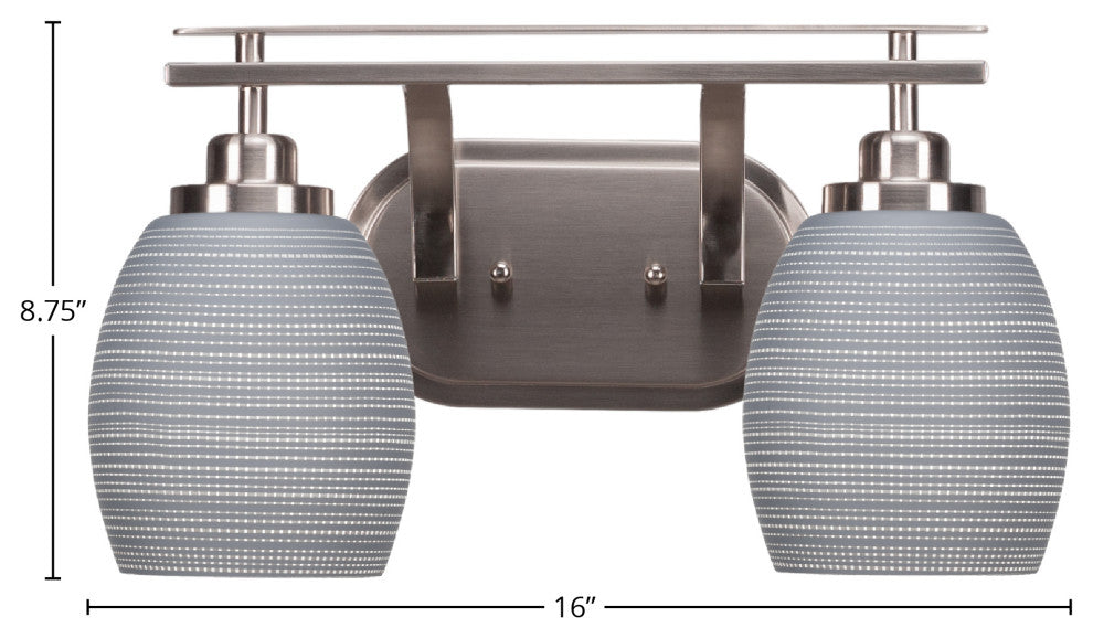 Odyssey 2 Light Bath Bar In Brushed Nickel Finish With 5" Gray Matrix Glass