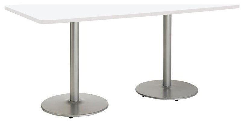 KFI Mode 42" x 96" Conference Table with White Round Silver Base Bistro Height