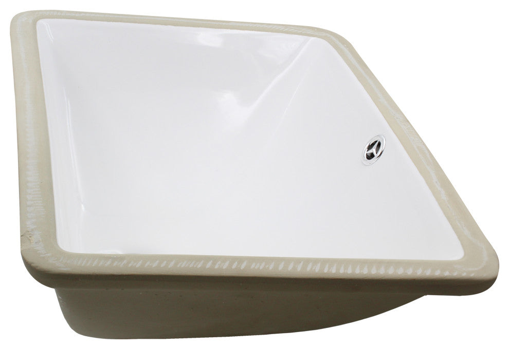 NP-U193902 Rectangular Undermount White Porcelain Sink, Overflow Drain Options, Chrome
