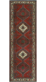 Fine Vintage Distressed Ananda Red/Ivory Runner, 3'4x10'10