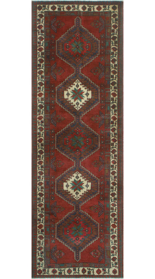 Fine Vintage Distressed Ananda Red/Ivory Runner, 3'4x10'10