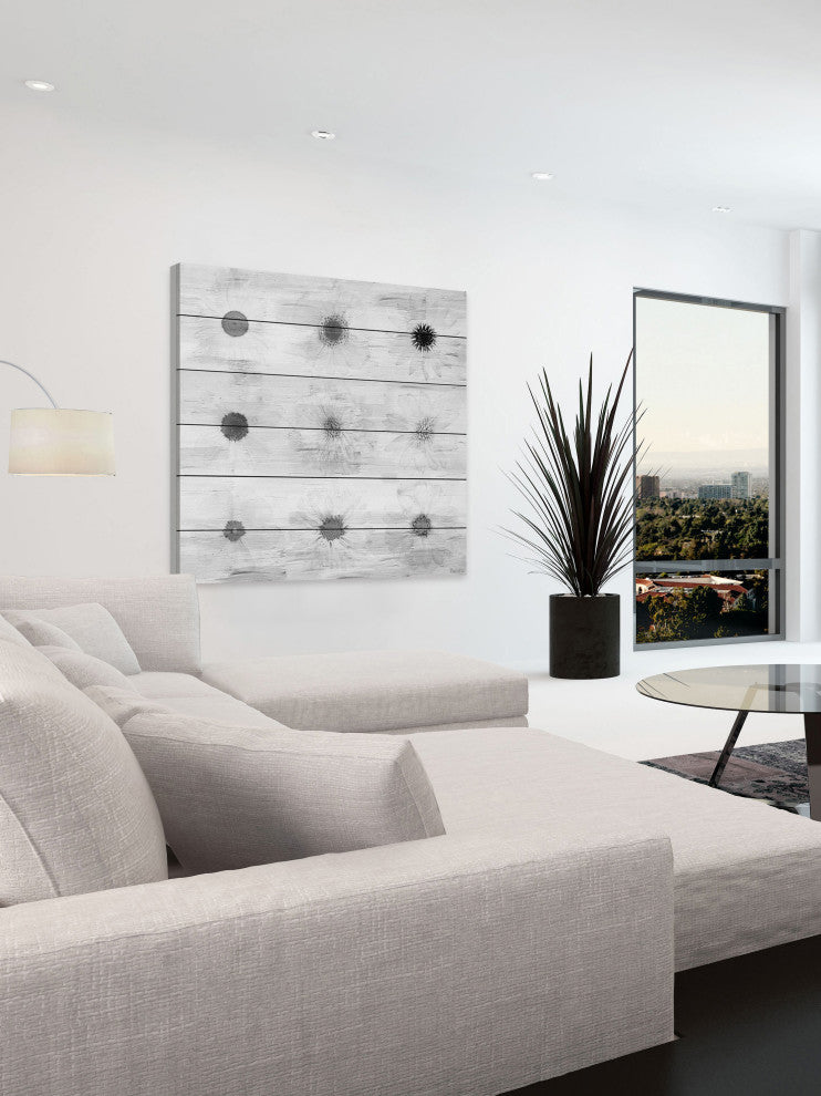 "Grey Flowers" Wall Art on Wood, 40"x40"