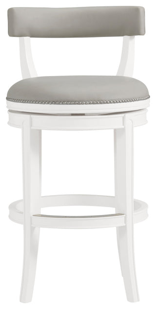 Hanover Swivel Bar Stool, White and Gray, Bar Height