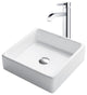 Elavo Square Ceramic Vessel Sink, Bathroom Ramus Faucet, PU Drain, Chrome