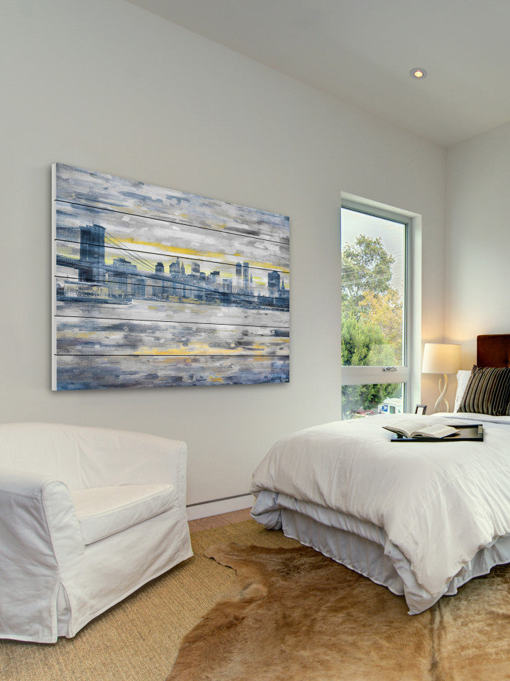 "From Across the Water" Print on White Wood, 45"x30"