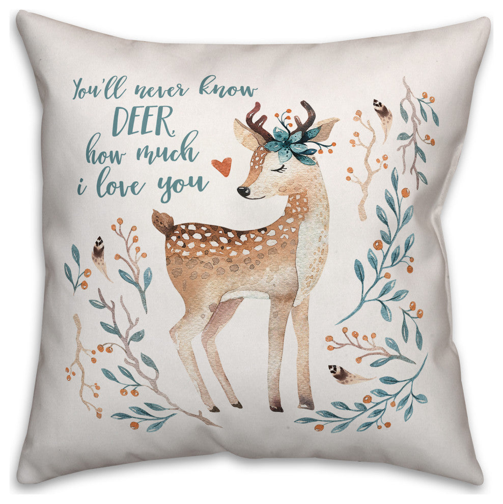 Deer How Much I Love You 16x16 Spun Poly Pillow