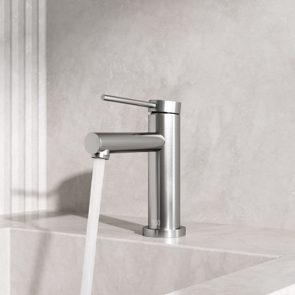 VIGO Jewel 6" H Single Handle Single Hole Bathroom Faucet, Brushed Nickel
