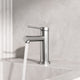 VIGO Jewel 6" H Single Handle Single Hole Bathroom Faucet, Brushed Nickel