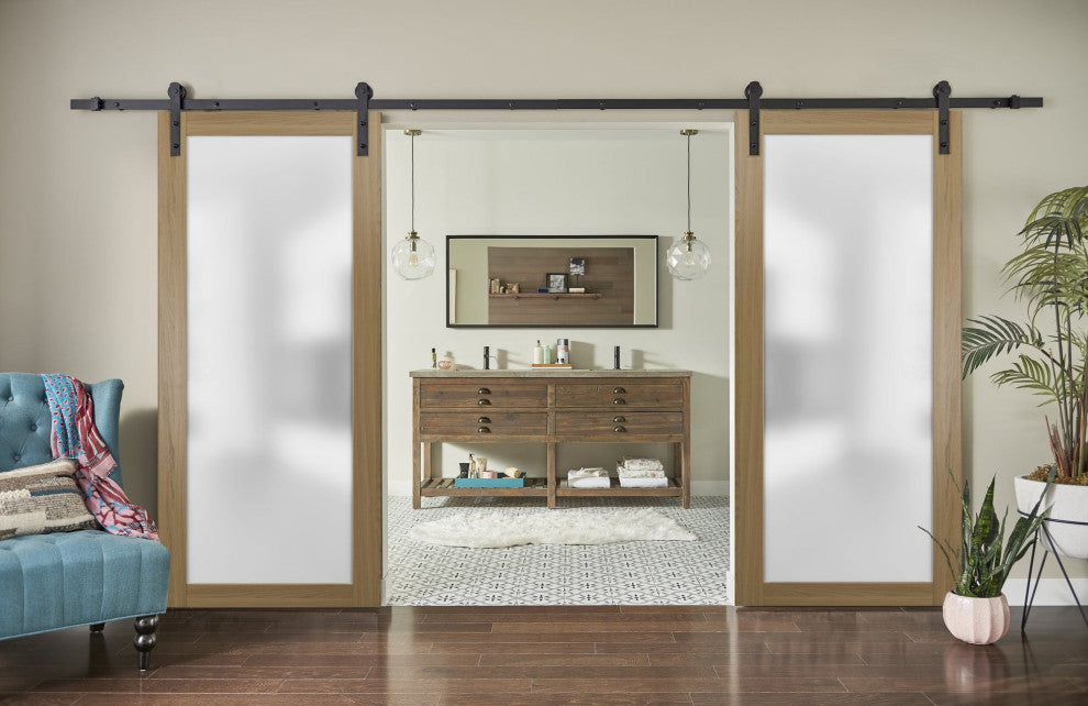 Sturdy Double Barn Door 64x84  | Planum 2102 Honey Ash | 13FT Rails