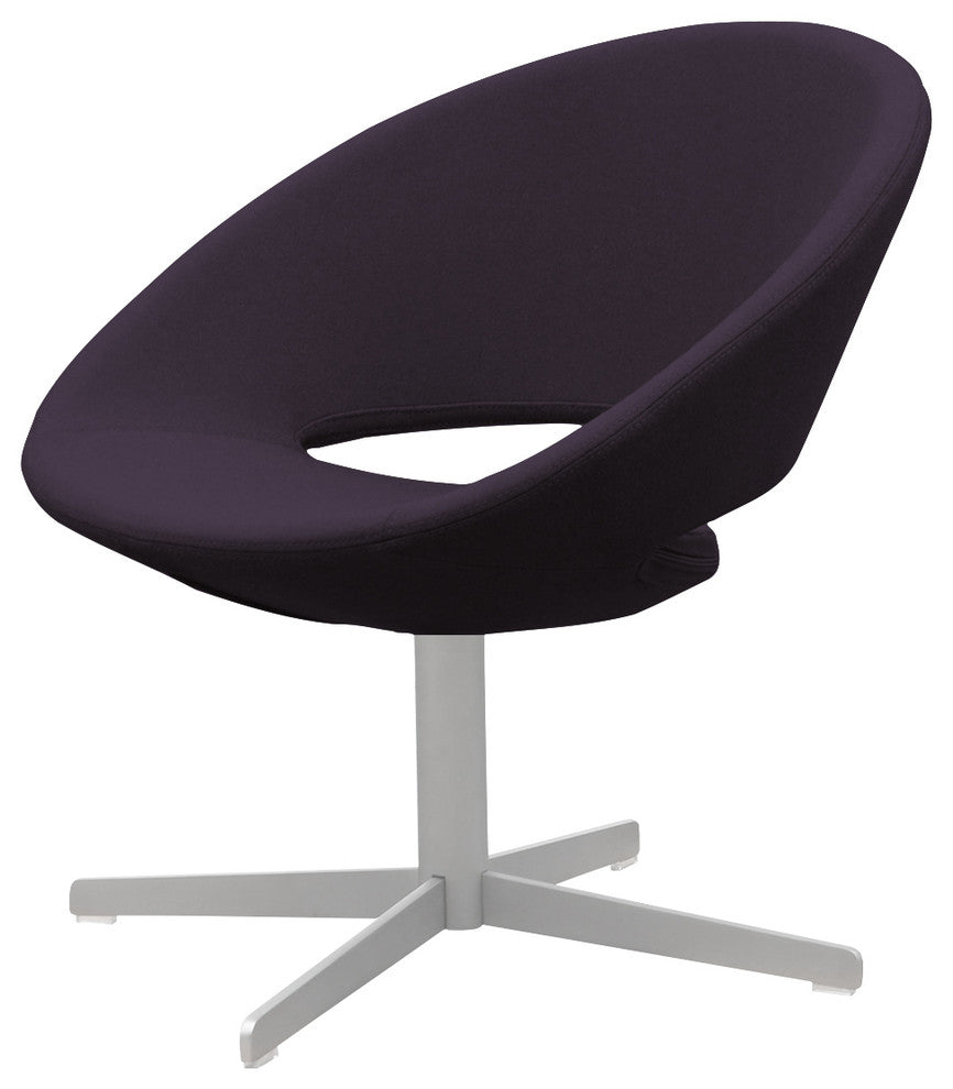 Crescent 4 Star Lounge Chair, Matte Brushed Nickel Base, Dark Gray Wood