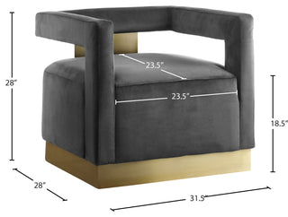 Armani Velvet Upholstered Accent Chair, Gray
