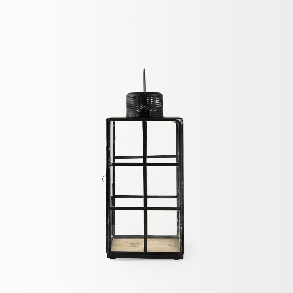 Gamfield 6.1Lx6.1Wx13.4H Medium Black Metal and Glass Lantern