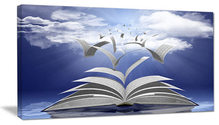 Book Pages Skyward, Abstract Canvas Art Print, 40x20