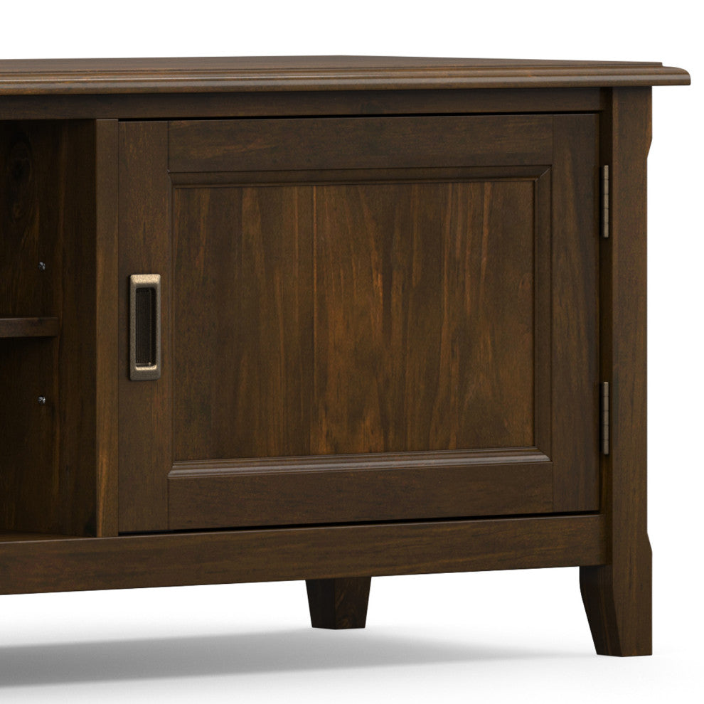 Burlington Solid Wood 72" Low TV Media Stand, Mahogany Brown